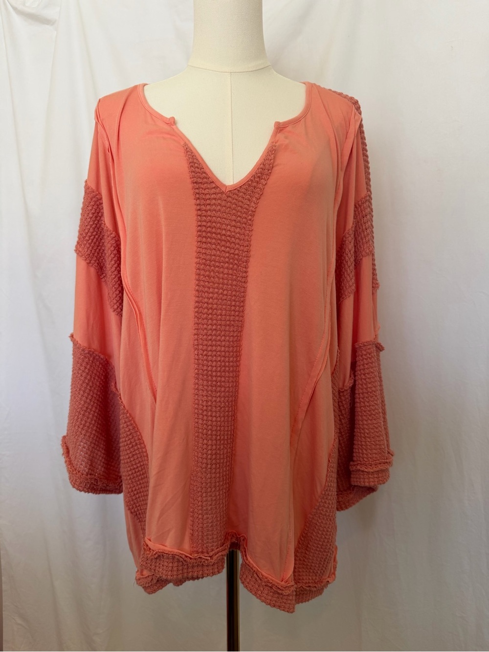 POL Coral Knit-Panel V-Neck Swim Coverup